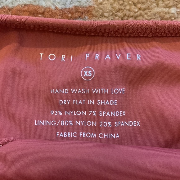 Tori Praver Spencer High Leg Cheeky Bikini Bottoms Blush Textured Floral XS NWOT - Picture 4 of 4